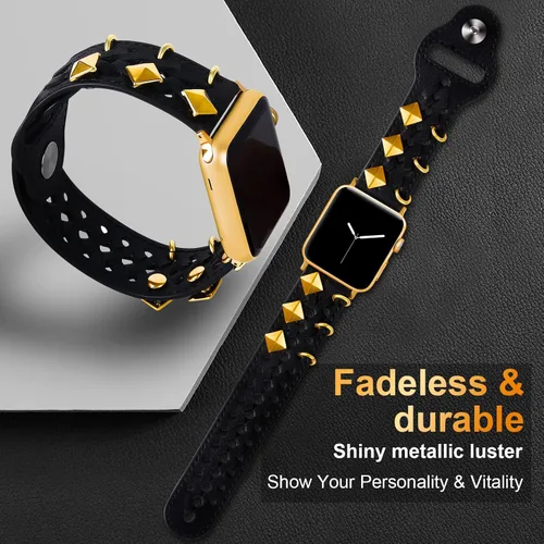 Vista 2 de VIQIV Correa de cuero compatible con Apple Watch Band 1.929 in 1.772 in 1.732 in 1.654 in 1.614 in 1.575 in 1.496 in Series Ultra SE 9 8 7 6 5 4 3 2