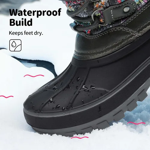 Vista 2 de DREAM PAIRS - Botas de nieve para el invierno, impermeables y con aislamiento para niños