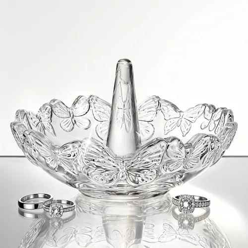 Vista 11 de Joyero en forma de corazón de cristal, caja decorativa de cristal con tapa Borgoña