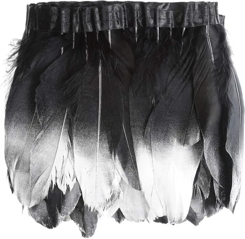 Vista 13 de AWAYTR - Vestiduras con flecos de plumas de pato y ganso de 2 yardas Negro