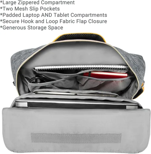 Vista 5 de Vangoddy Slate 3-en-1 Universal 10 12-inch Covertible Laptop Messenger Bag (Gris)