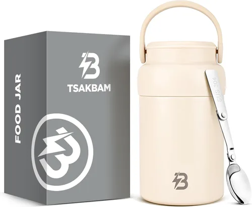 Vista 11 de Tarro térmico para alimentos, recipientes de almuerzo aislados al vacío de acero inoxidable de 20 onzas con cuchara, termo de boca ancha