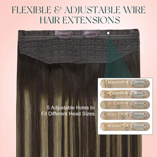 Vista 16 de Easyouth Extensión de cabello humano rubio con cola de caballo, extensiones de cabello humano rubio dorado con reflejos rubios, extensiones