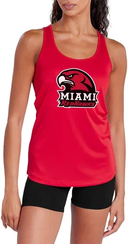 Vista 266 de Camiseta deportiva sin mangas oficial de NCAA Collegiate para mujer, con espalda cruzada, colección con logotipo primario