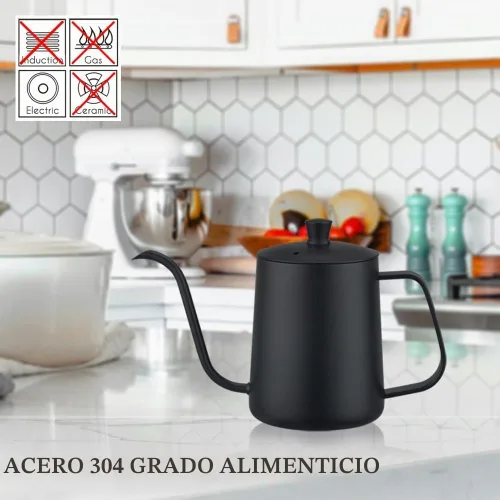 Vista 2 de WELLLINK - Hervidor de acero inoxidable con cuello de cisne para verter negro (Black and Original Wood Color)