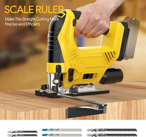 Vista 9 de Sierra de calar inalámbrica compatible con batería Dewalt de 20 V Max (sin batería), sin escobillas, velocidad variable, cortes biselados de 45°, 3