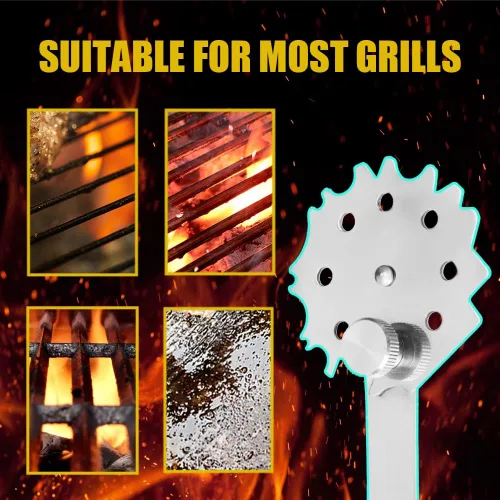 Vista 5 de 1 raspador de parrilla de acero inoxidable para barbacoa, mango de madera, limpiador de rejilla de parrilla de metal, cabezal de cepillo ajustable