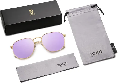 Vista 7 de SOJOS Gafas de sol cuadradas para hombres y mujeres, estilo clásico y retro