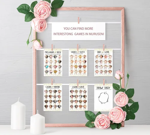 Vista 6 de Juego de baby shower de trabajo u terror, 31 tarjetas (incluyendo respuestas), fiesta de revelación de género, para mamá, papá, niños, mujeres
