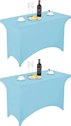 Vista 155 de FORLIFE - Funda de mesa de elastano, mantel ajustado de 4 pies para mesas rectangulares, funda elástica para patio, universal para bodas, banquetes