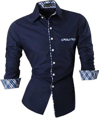 Vista 23 de jeansian - Camisas de manga larga de ajuste entallado para hombre (8397), con botones, informales y de vestir.