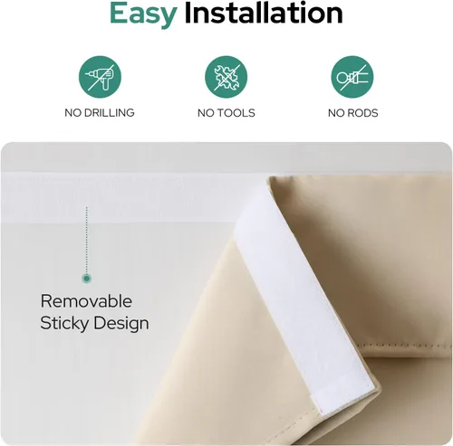 Vista 3 de HOMEIDEAS Cortinas Opacas para Aula para Puerta Principal, Cubierta de Ventana de Puerta de Aula, Persianas de Privacidad con Aislamiento Térmico