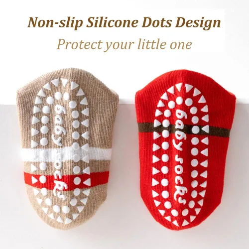 Vista 4 de SUITBOY Calcetines de Navidad para niños, calcetines antideslizantes para bebés, regalos coloridos de Navidad para niños y niñas, calcetines cálidos