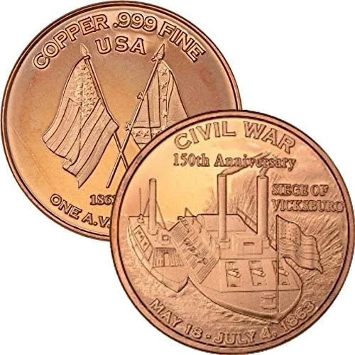 Vista 5 de Jig Pro Shop Serie Civil War 1 oz .999 Medallón de cobre puro