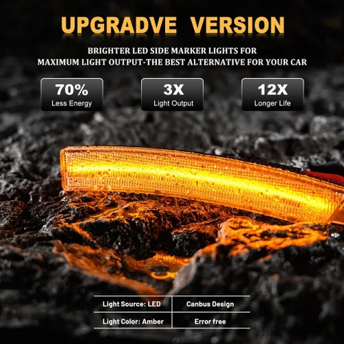 Vista 7 de Lentes transparentes CT4 LED para luces de marcador lateral para 2020-2023 Cadillac CT4, luces LED ámbar para parachoques delantero, luces de señal