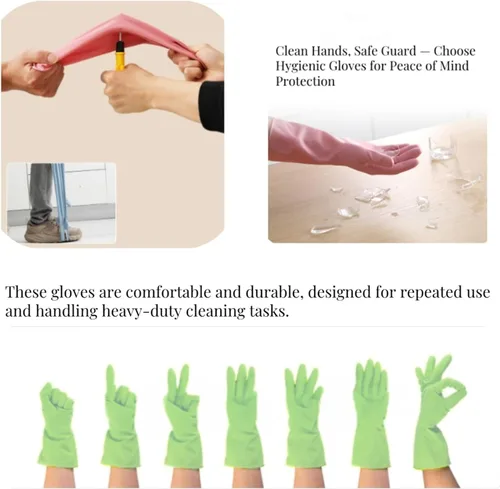 Vista 5 de 3 pares de guantes duraderos para lavar platos sin látex, puño de 15 pulgadas de largo, ideales para limpieza de cocina, lavandería, jardinería