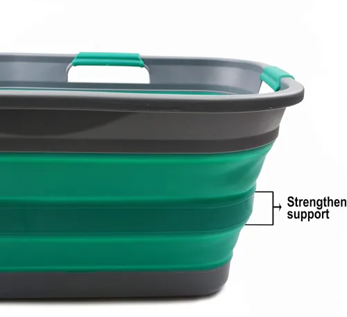 Vista 4 de SAMMART Juego de 2-30L (8 galones) plegable de plástico para lavandería, contenedor de almacenamiento plegable y organizador para ahorrar espacio