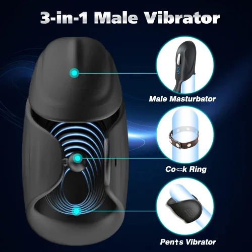 Vista 2 de Masturbador vibrador masculino ajustable, juguetes sexuales para hombres y adultos, 3 en 1, manos libres, juguete sexual para hombres, estimulador
