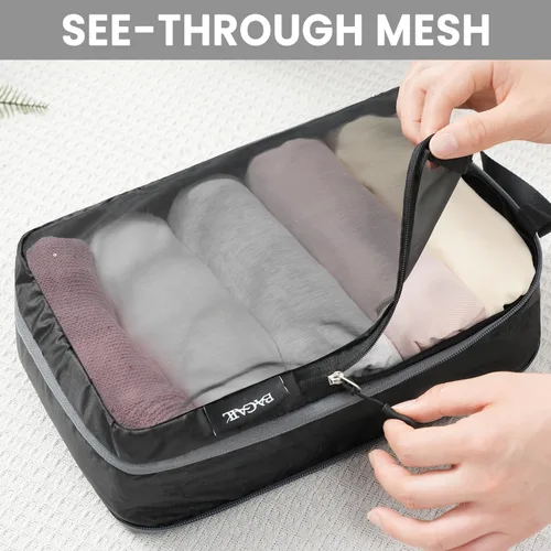 Vista 78 de BAGAIL 4 Set/6 Set Ultraligero Compresión Embalaje Cubos Organizador de Embalaje para Accesorios de Viaje Equipaje Maleta Mochila