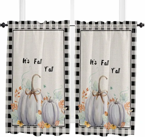 Vista 14 de Cenefas de Navidad de invierno para ventanas, cortinas de cocina con bolsillo para barra, cortinas con aislamiento térmico para ventana de baño