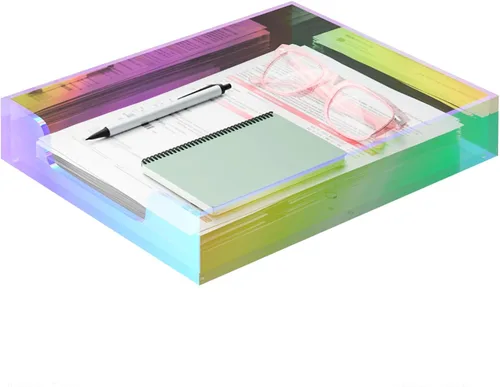 Vista 8 de Bandeja acrílica para cartas, organizador de letras de 0.197 in de grosor, bandeja de archivos de papel A4, bandeja de accesorios, soporte