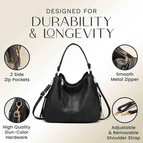 Vista 5 de Georgia Johanna Juego de bolso Hobo de 2 piezas., Negro