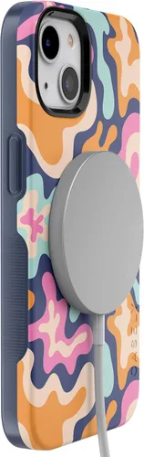 Vista 4 de Casely Funda para iPhone 13 Salpicadura de Color Medianoche Retro Abstracto Compatible con MagSafe Diseño Protector Audaz