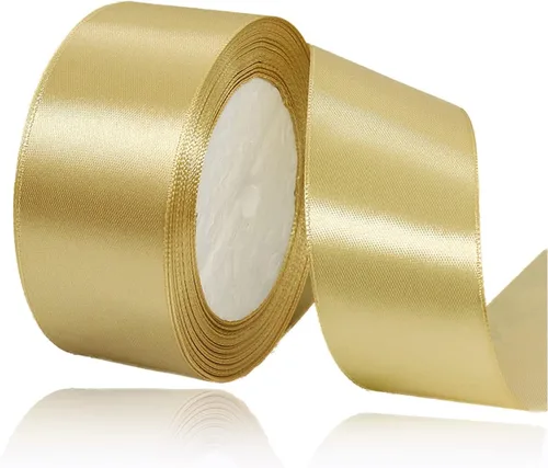 Vista 76 de Cinta beige de 1-1/2 pulgadas x 25 yardas, cinta de satén de tela de color sólido para envolver regalos, manualidades, ramos de novia, coronas