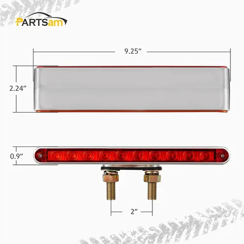 Vista 4 de Partsam Par de barras de luz de doble cara para camión semi remolque de 9-1/4" L, rojo/ámbar LED, barra de luz dual con función de marcador y señal