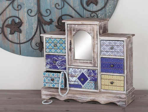 Vista 13 de Deco 79 Joyero rectangular de madera, 18 x 6 x 16 pulgadas, marrón claro