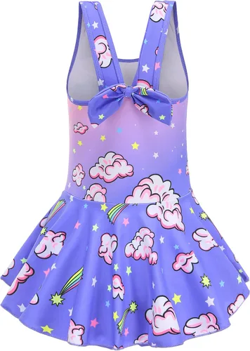 Vista 2 de RuuYiicoco Traje de baño de unicornio de una pieza para niñas, traje de baño de sirena, traje, Arco iris