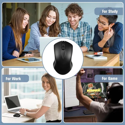 Vista 5 de Handepo Paquete de 12 mouse inalámbrico a granel, mouse inalámbrico de computadora de 1600 DPI con 3 botones, mouse inalámbrico para laptop