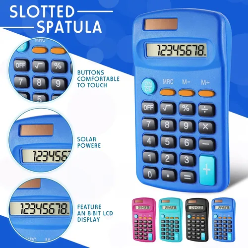 Vista 3 de Kanayu 24 calculadoras básicas de bolsillo, doble alimentación, 8 dígitos, color fresco Display Desktop Calculator, for Desktop Office Back to