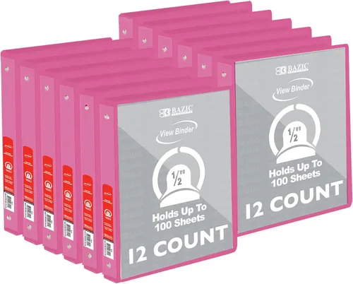 Vista 18 de BAZIC Products Carpeta organizadora de 3 anillas de 1/2 pulgada con vista económica, color negro, anillo redondo, capacidad para 100 hojas de papel