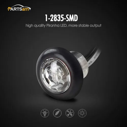 Vista 2 de Partsam 20 mini luces LED redondas de 3/4 pulgadas para remolque lateral y luces de liquidación, lente transparente, con ojales, selladas