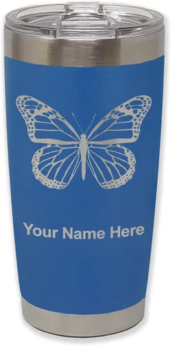 Vista 27 de LaserGram Vaso aislado al vacío de 20 onzas, mariposa monarca, grabado personalizado incluido (negro)