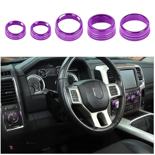 Vista 10 de Voodonala para Dodge RAM Cubierta de perilla del interruptor de aire acondicionado y radio de aluminio para la consola central para Dodge RAM Negro