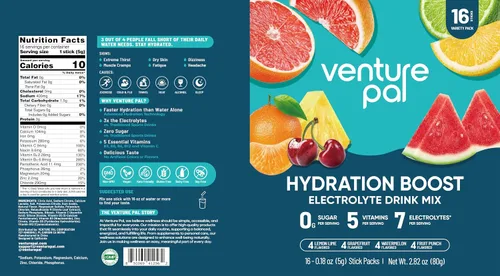 Vista 9 de Venture Pal Paquetes de electrolitos en polvo sin azúcar, aptos para dieta Variedad V1