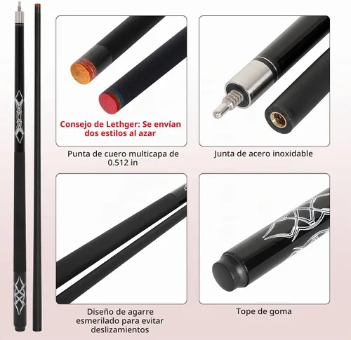 Vista 5 de Palos de taco de billar compuesto de grafito de fibra de vidrio 18oz 19oz 20oz 21oz 58inch Negro 19oz