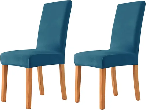 Vista 47 de Velvet Chair Covers Beige Gray, Stretch Dining Room Chair Covers 2 Pack, Super Fit Dining Chairs Slipcovers Spandex Washable Kitchen Parson Chair