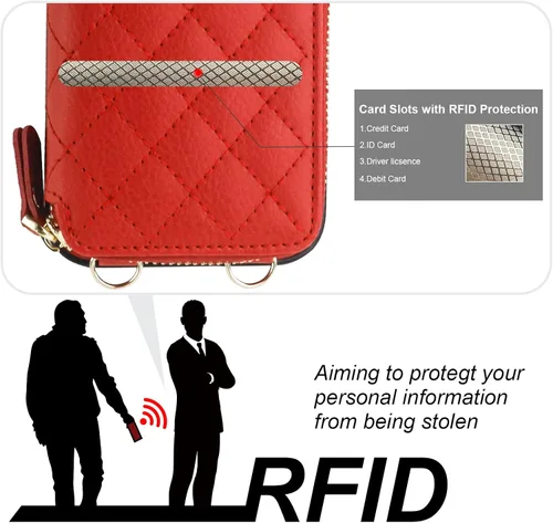 Vista 2 de Bocasal Una elegante funda tipo cartera cruzada para iPhone 14 Pro Max + una funda delgada de cuero para AirPods Pro