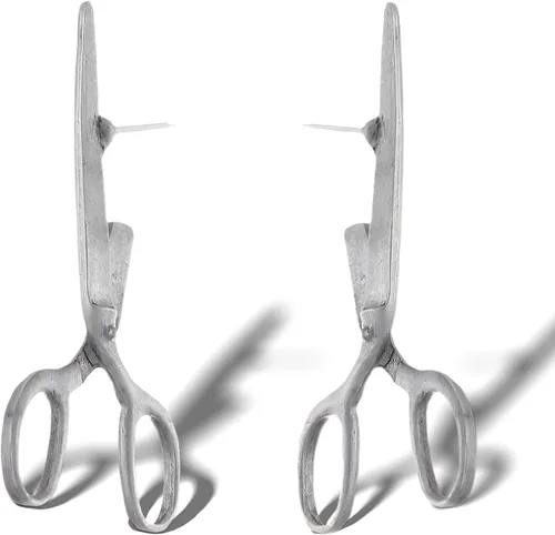 Vista 2 de Estilo vintage Tijeras Stud Pendientes para las mujeres Funky Gothic Shears Pendientes de diseño único Joyería Creativa Regalo Dorado/Plata