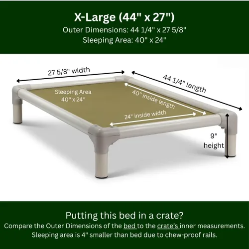 Vista 59 de Kuranda Cama elevada para mascotas a prueba de masticación - PVC almendra - 25" x 18" - Cordura Nylon - Borgoña