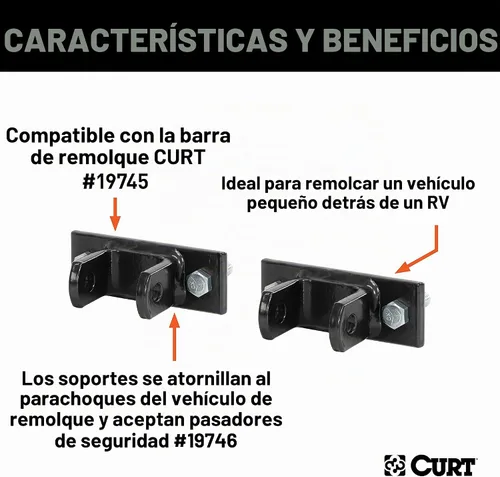Vista 3 de CURT 19748 Soportes de parachoques ajustables atornillados para barra de remolque, paquete de 2
