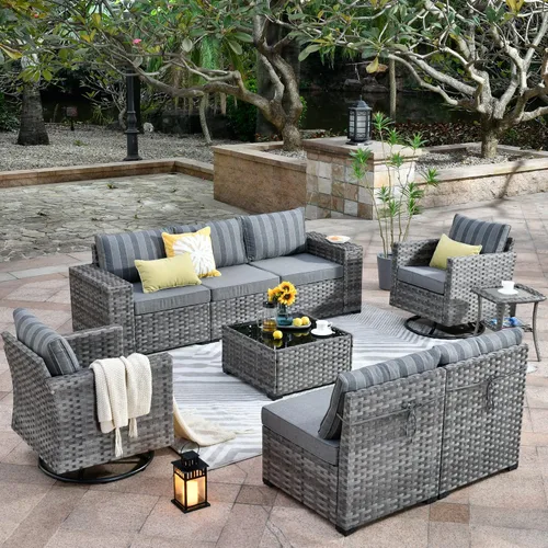 Vista 62 de HOOOWOOO Outdoor Patio Sectional Furniture Sofa Set with Widened Armrest,6 Piece Small Modern Wicker Couch,Modular L Shaped Conversation Seating Set