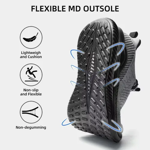 Vista 2 de Akk Zapatos deportivos para caminar para hombre, para correr, tenis para entrenamiento, atletismo, gimnasio, sin cordones, cómodos, transpirables