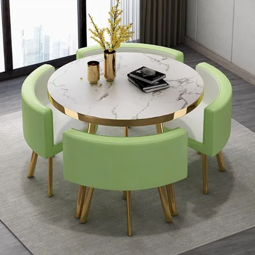Vista 16 de YVYKFZD Round Conference Table, Office Reception Room Club Table, Coffee Kitchen Dining Table Set with Metal Legs, Business Conference Room Table 2