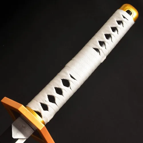 Vista 4 de Sword fort - Katana de acero al carbono de metal real, espada Katana de RengokuTanjiroInosuke de anime Demon Slayer, alrededor de 41 pulgadas