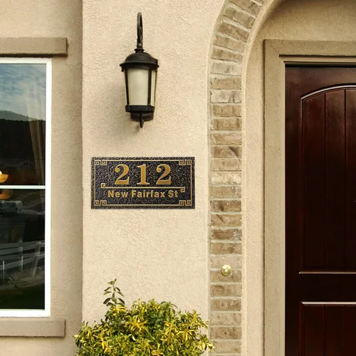 Vista 6 de Placa personalizada de dirección de casa de 12 pulgadas, números fundidos para exteriores, placa de señal de dirección personalizada con nombre