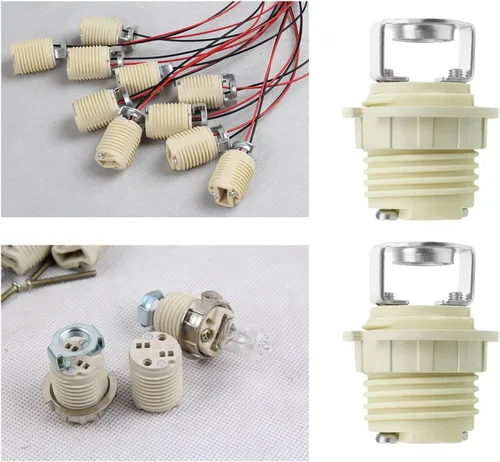 Vista 3 de Soporte de lámpara de cerámica G9 con soporte, dientes internos M10, anillo exterior, tornillos de montaje, LED, CFL, compatible con halógenos
